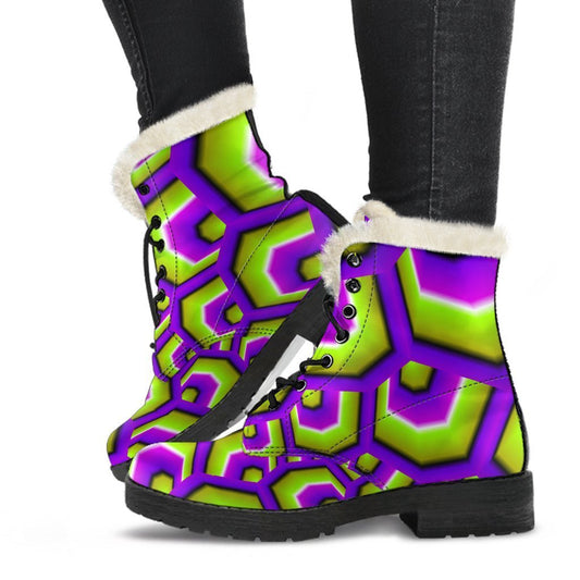 Green Hive Moving Optical Illusion Comfy Boots GearFrost