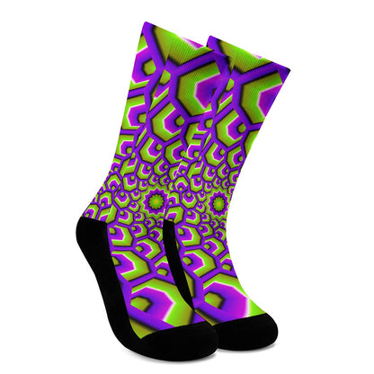 Green Hive Moving Optical Illusion Crew Socks