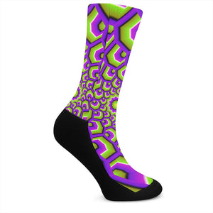 Green Hive Moving Optical Illusion Crew Socks