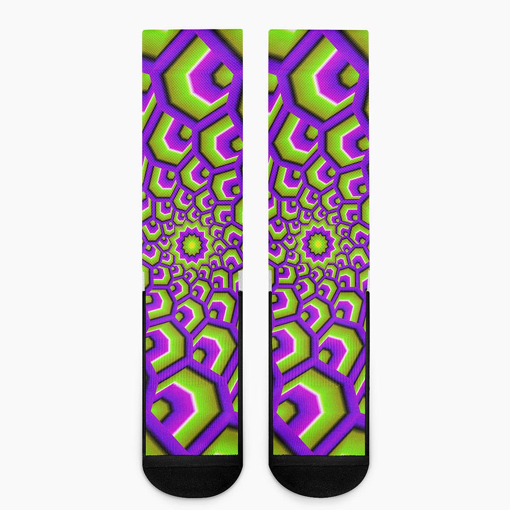 Green Hive Moving Optical Illusion Crew Socks