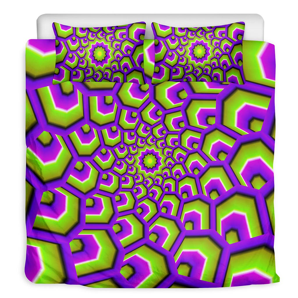 Green Hive Moving Optical Illusion Duvet Cover Bedding Set