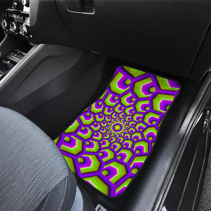 Green Hive Moving Optical Illusion Front and Back Car Floor Mats