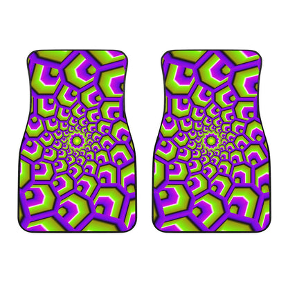 Green Hive Moving Optical Illusion Front Car Floor Mats