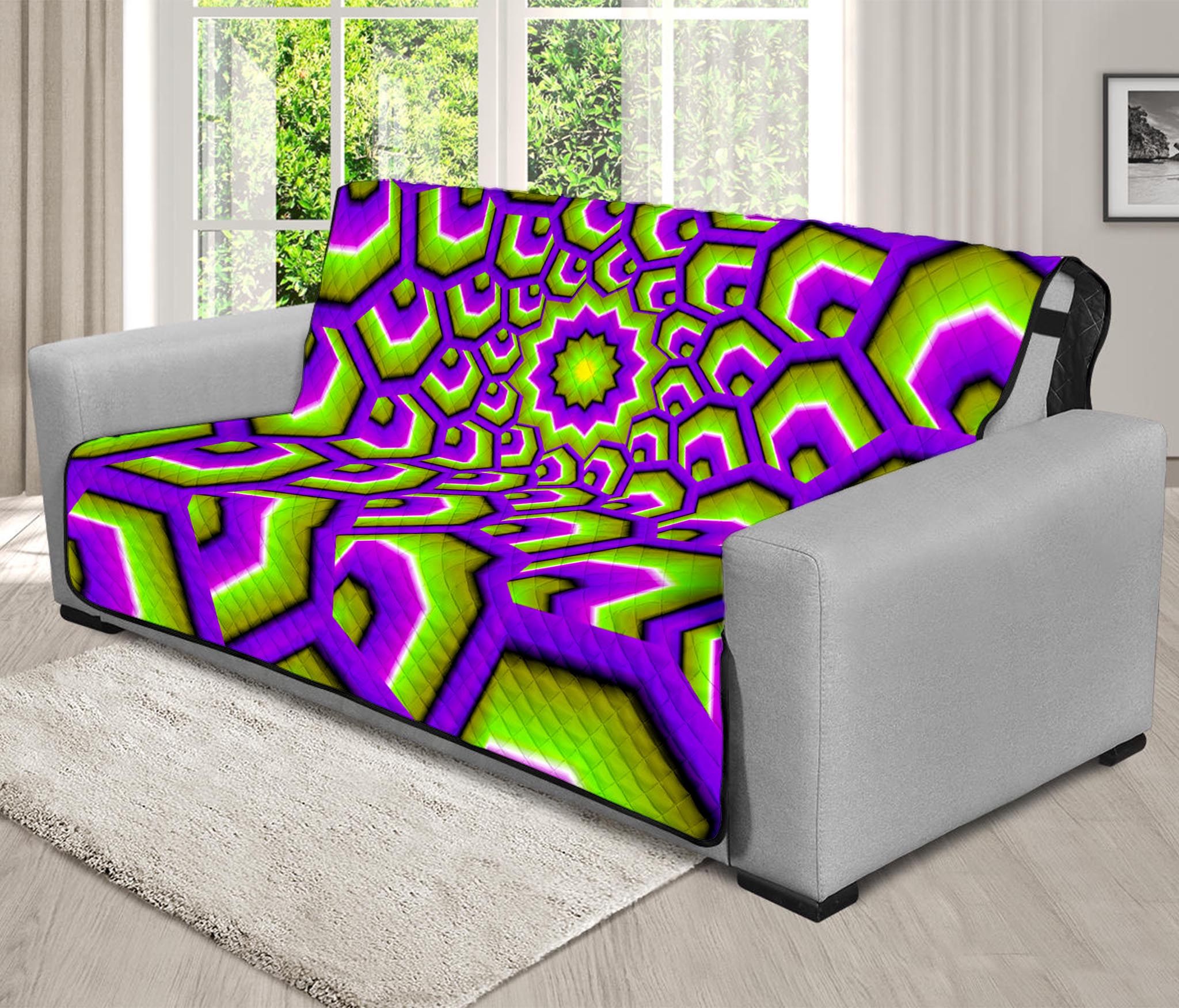 Green Hive Moving Optical Illusion Futon Protector