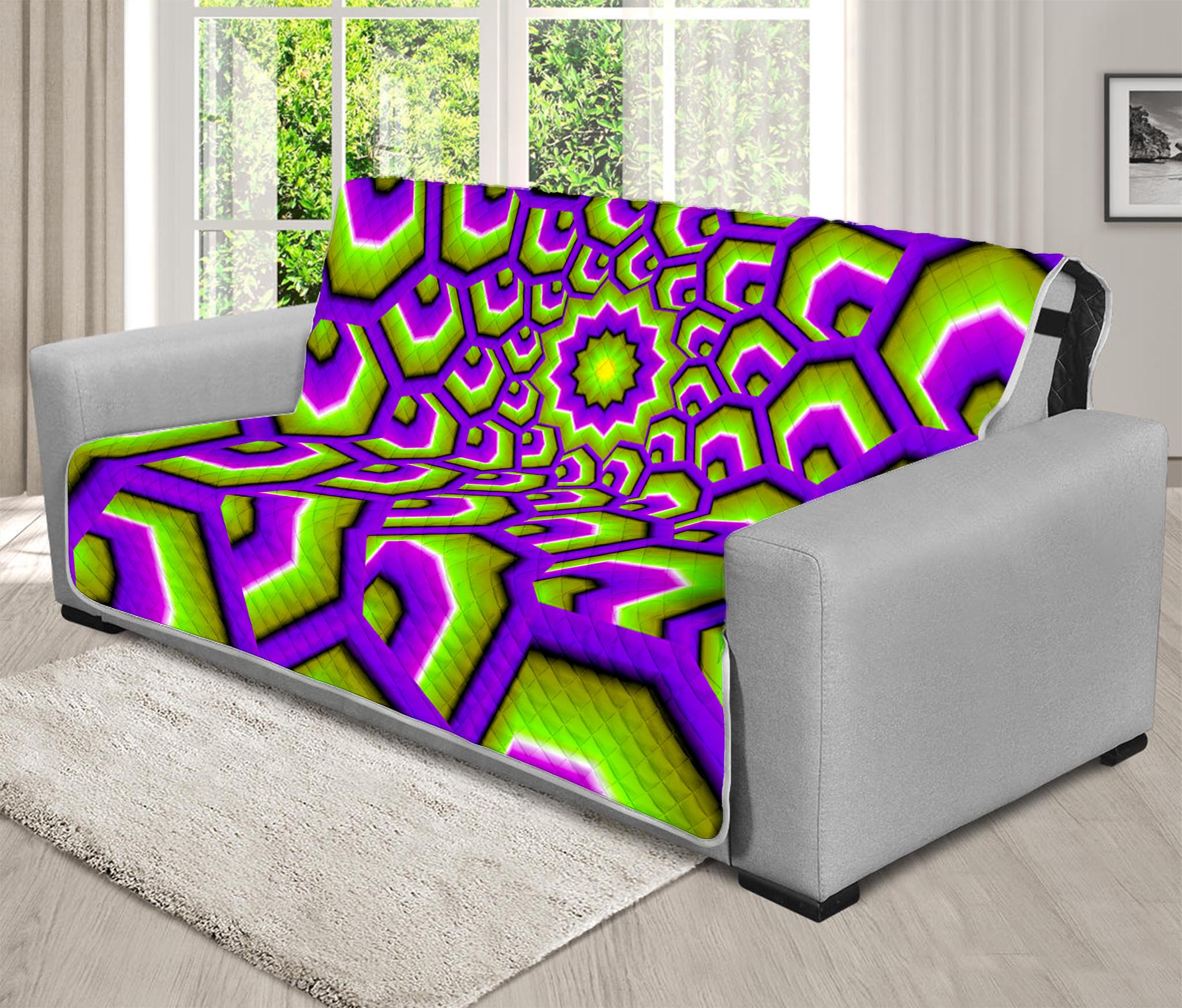 Green Hive Moving Optical Illusion Futon Protector