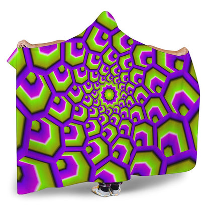 Green Hive Moving Optical Illusion Hooded Blanket