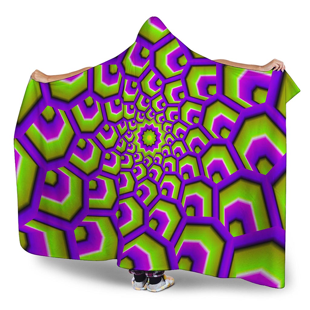 Green Hive Moving Optical Illusion Hooded Blanket