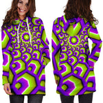 Green Hive Moving Optical Illusion Hoodie Dress GearFrost
