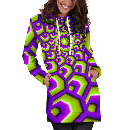 Green Hive Moving Optical Illusion Hoodie Dress GearFrost