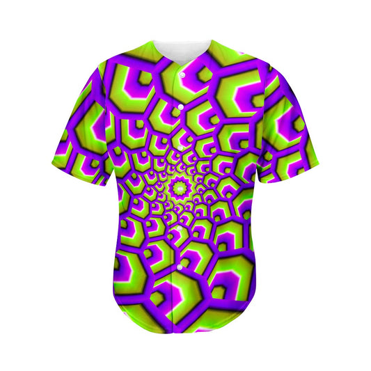 Green Hive Moving Optical Illusion Men's Baseball Jersey