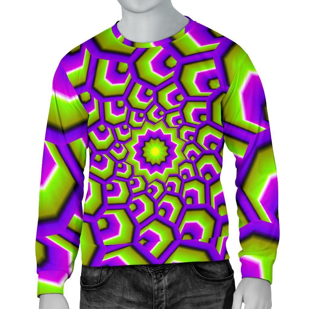 Green Hive Moving Optical Illusion Men's Crewneck Sweatshirt GearFrost