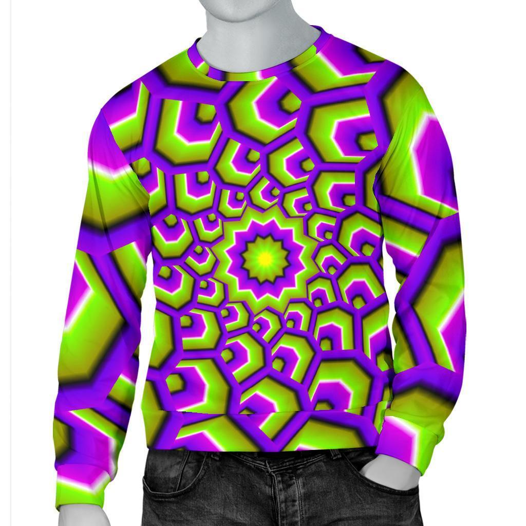 Green Hive Moving Optical Illusion Men's Crewneck Sweatshirt GearFrost