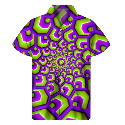 Green Hive Moving Optical Illusion Men's Short Sleeve Shirt