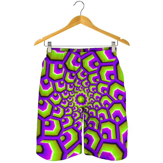 Green Hive Moving Optical Illusion Men's Shorts