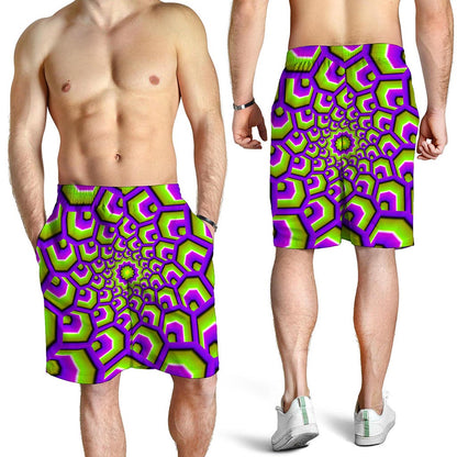 Green Hive Moving Optical Illusion Men's Shorts