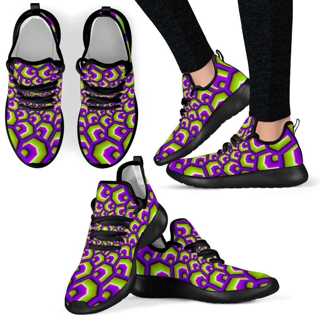 Green Hive Moving Optical Illusion Mesh Knit Shoes GearFrost