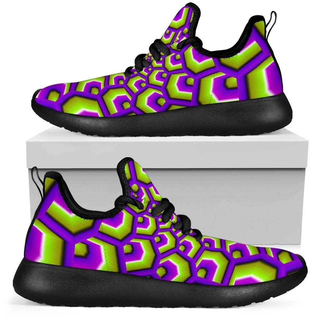 Green Hive Moving Optical Illusion Mesh Knit Shoes GearFrost