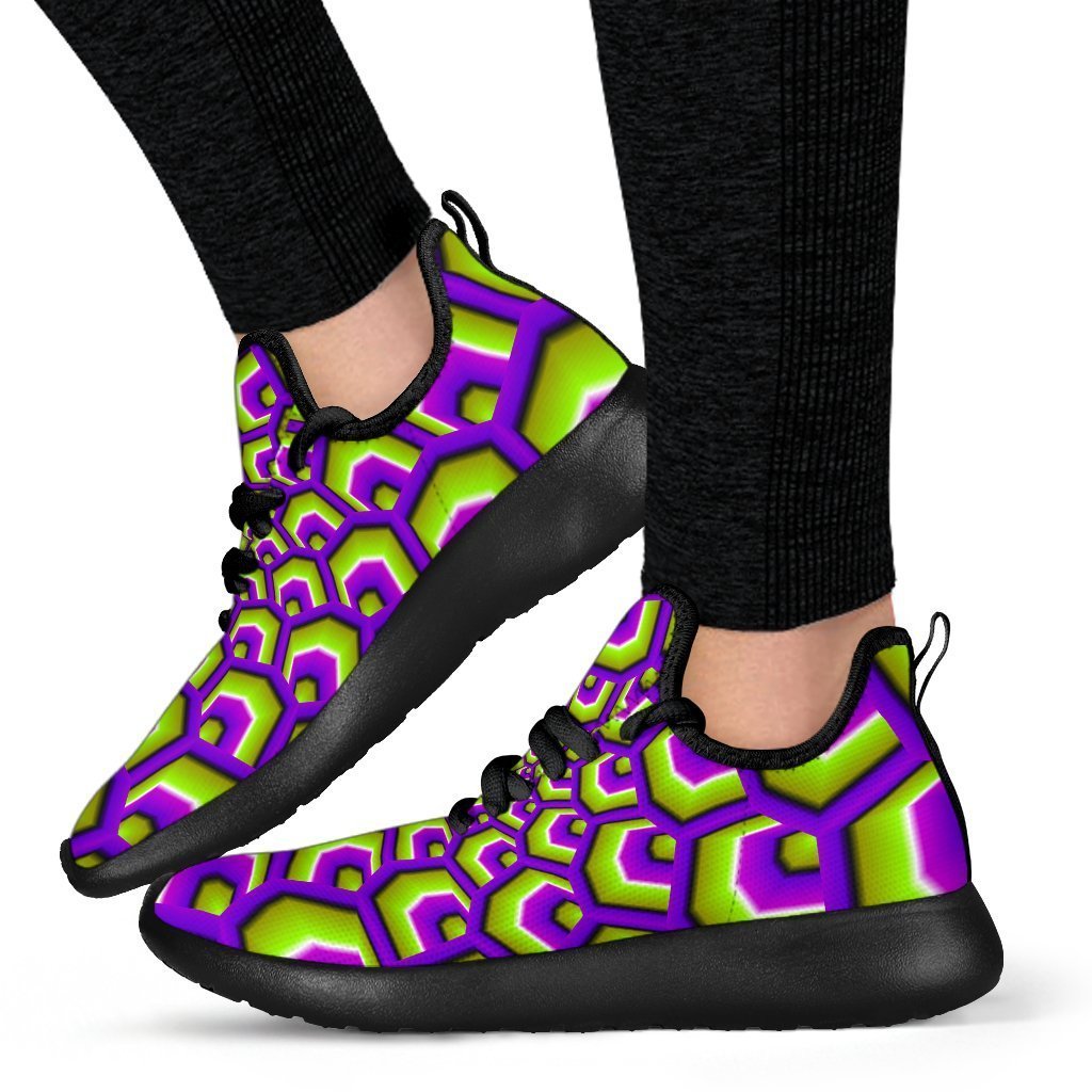 Green Hive Moving Optical Illusion Mesh Knit Shoes GearFrost