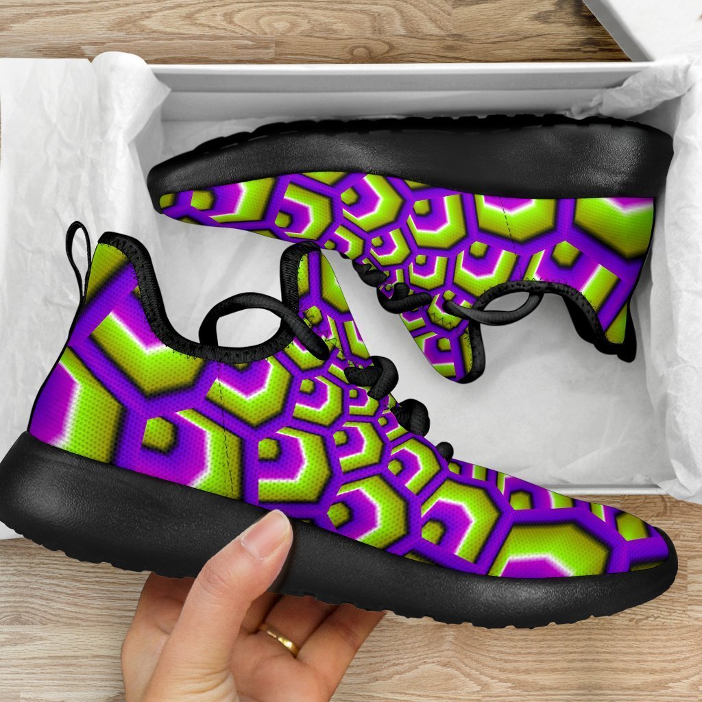 Green Hive Moving Optical Illusion Mesh Knit Shoes GearFrost