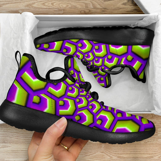 Green Hive Moving Optical Illusion Mesh Knit Shoes GearFrost