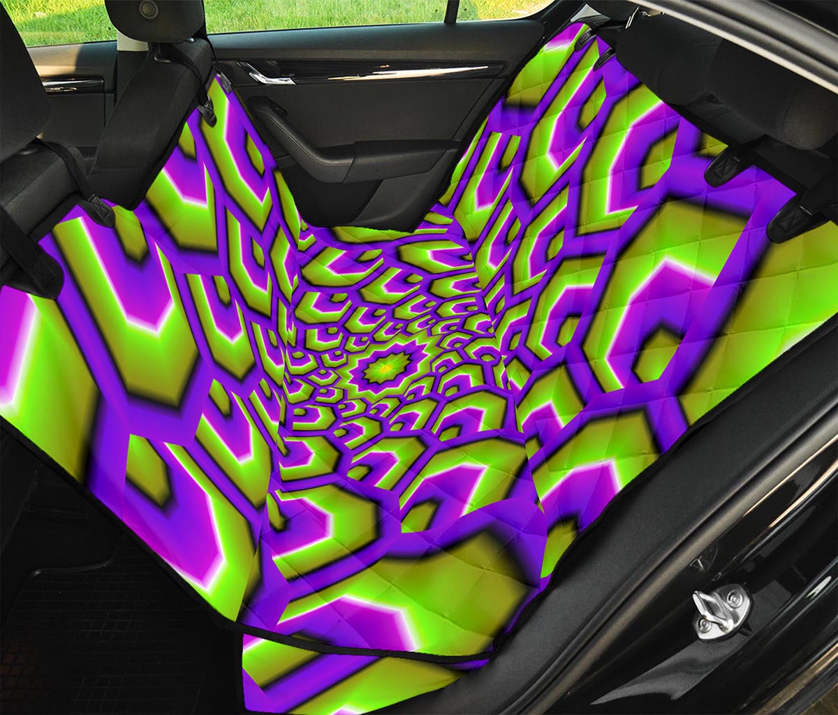 Green Hive Moving Optical Illusion Pet Car Back Seat Cover
