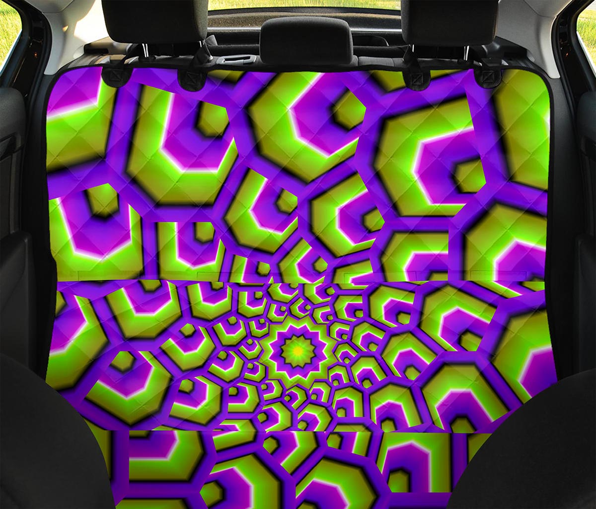 Green Hive Moving Optical Illusion Pet Car Back Seat Cover