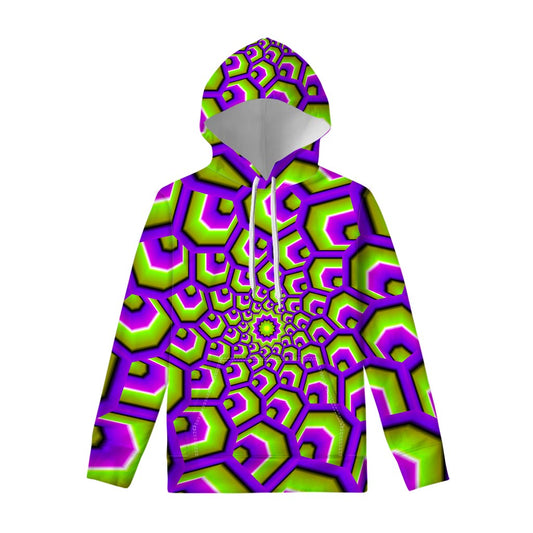Green Hive Moving Optical Illusion Pullover Hoodie