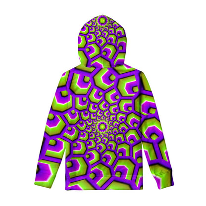 Green Hive Moving Optical Illusion Pullover Hoodie