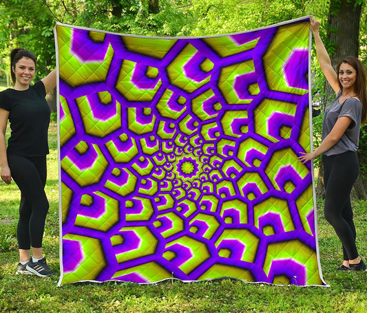 Green Hive Moving Optical Illusion Quilt