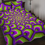 Green Hive Moving Optical Illusion Quilt Bed Set
