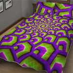 Green Hive Moving Optical Illusion Quilt Bed Set