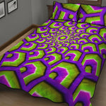 Green Hive Moving Optical Illusion Quilt Bed Set