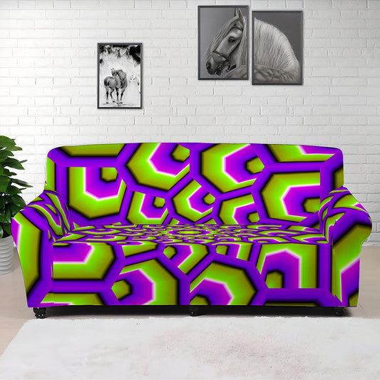 Green Hive Moving Optical Illusion Sofa Cover