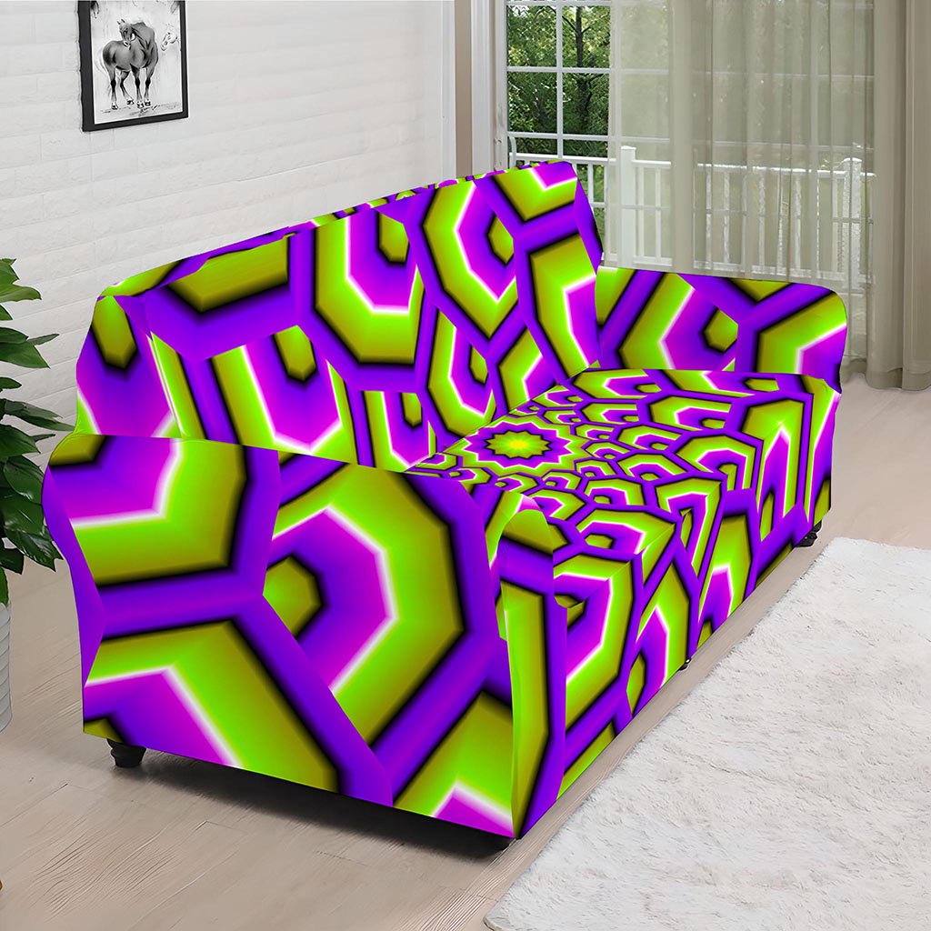 Green Hive Moving Optical Illusion Sofa Cover