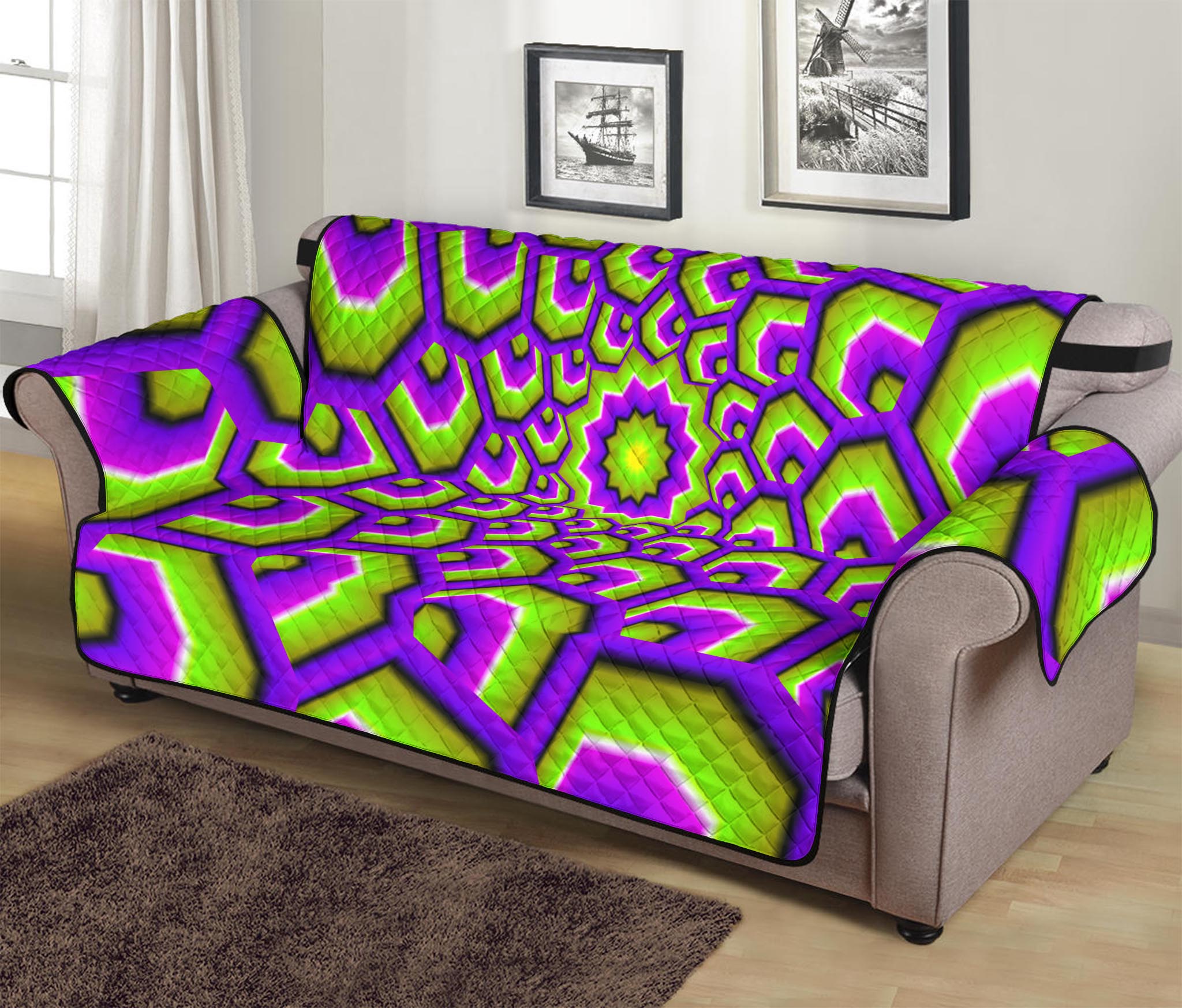 Green Hive Moving Optical Illusion Sofa Protector