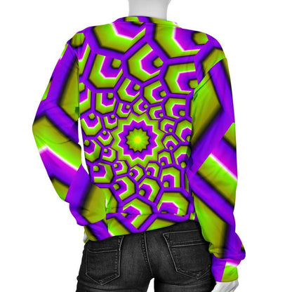 Green Hive Moving Optical Illusion Women's Crewneck Sweatshirt GearFrost