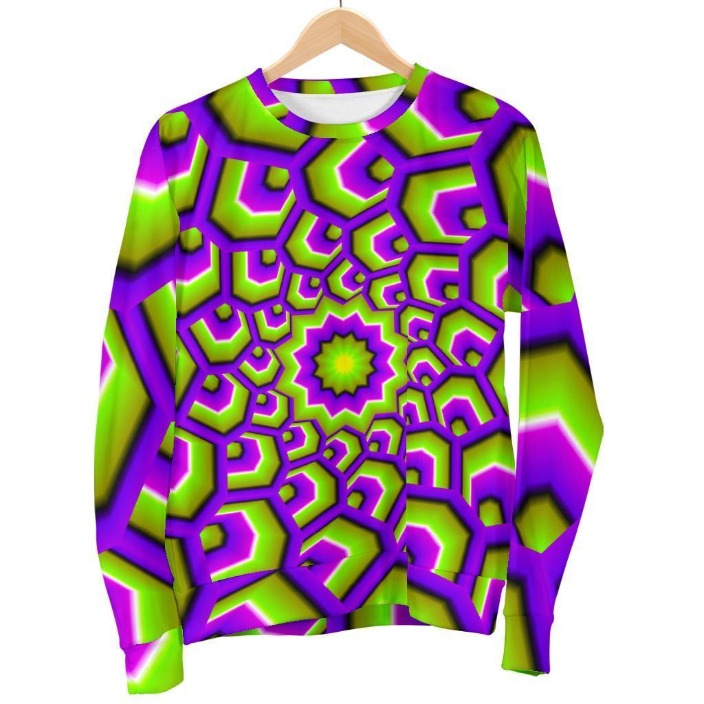 Green Hive Moving Optical Illusion Women's Crewneck Sweatshirt GearFrost