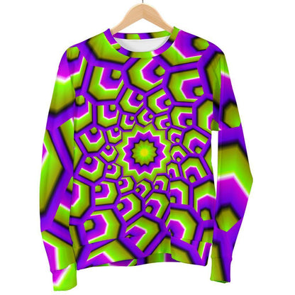 Green Hive Moving Optical Illusion Women's Crewneck Sweatshirt GearFrost