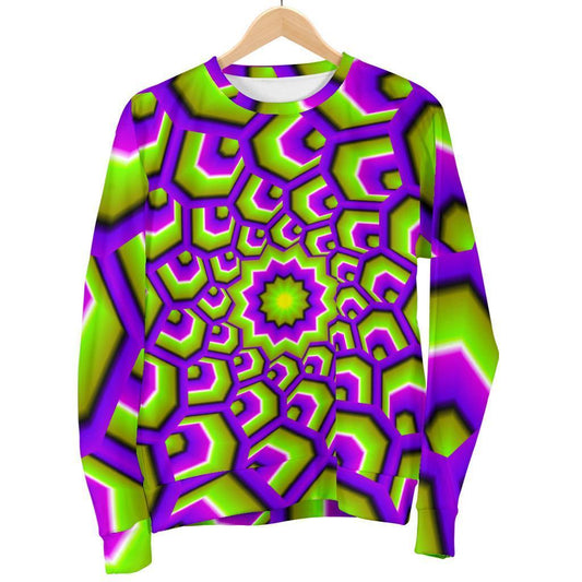 Green Hive Moving Optical Illusion Women's Crewneck Sweatshirt GearFrost