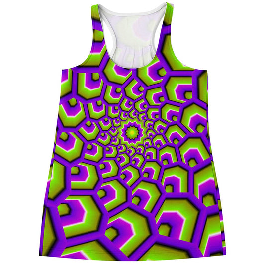 Green Hive Moving Optical Illusion Women's Racerback Tank Top