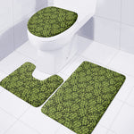 Green Hop Cone Pattern Print 3 Piece Bath Mat Set