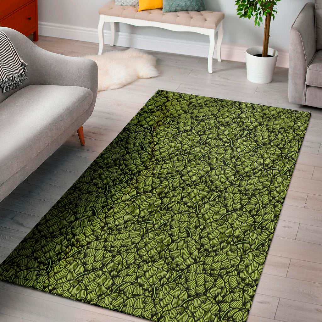 Green Hop Cone Pattern Print Area Rug