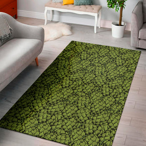 Green Hop Cone Pattern Print Area Rug