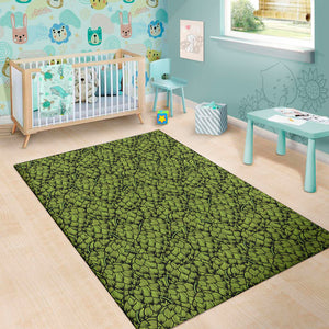 Green Hop Cone Pattern Print Area Rug