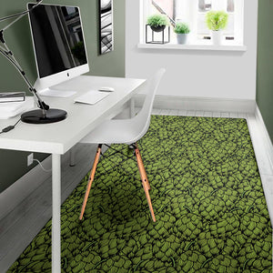 Green Hop Cone Pattern Print Area Rug