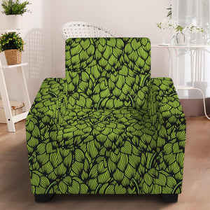 Green Hop Cone Pattern Print Armchair Slipcover