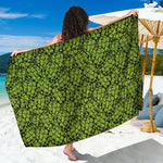 Green Hop Cone Pattern Print Beach Sarong Wrap