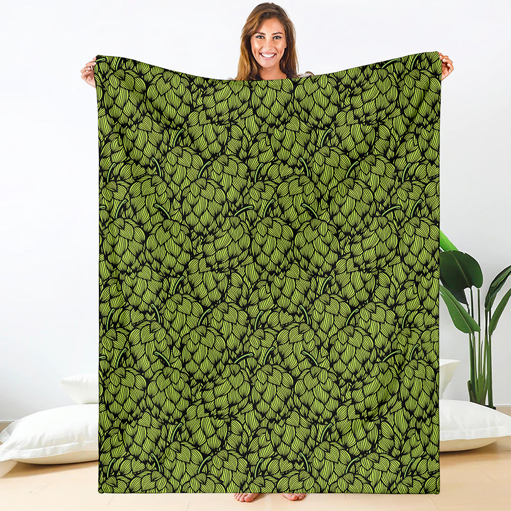 Green Hop Cone Pattern Print Blanket