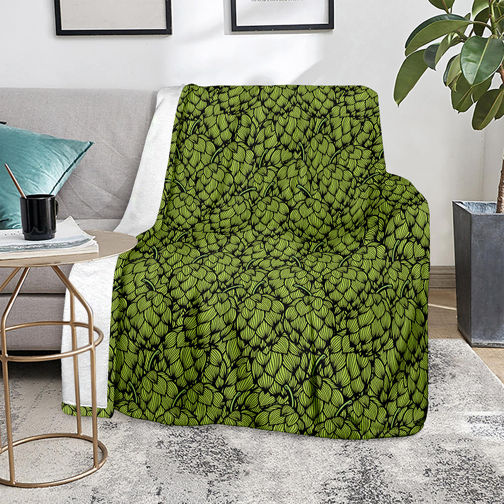 Green Hop Cone Pattern Print Blanket