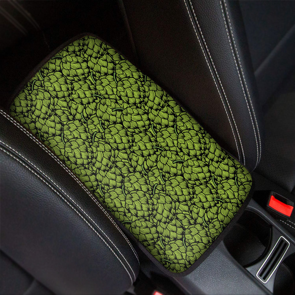 Green Hop Cone Pattern Print Car Center Console Cover